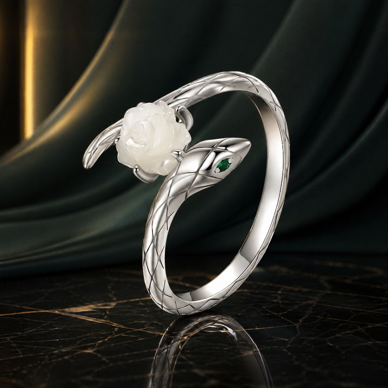 925 Sterling Silver White Gold Plated Ring with Cubic Zirconia for Women
