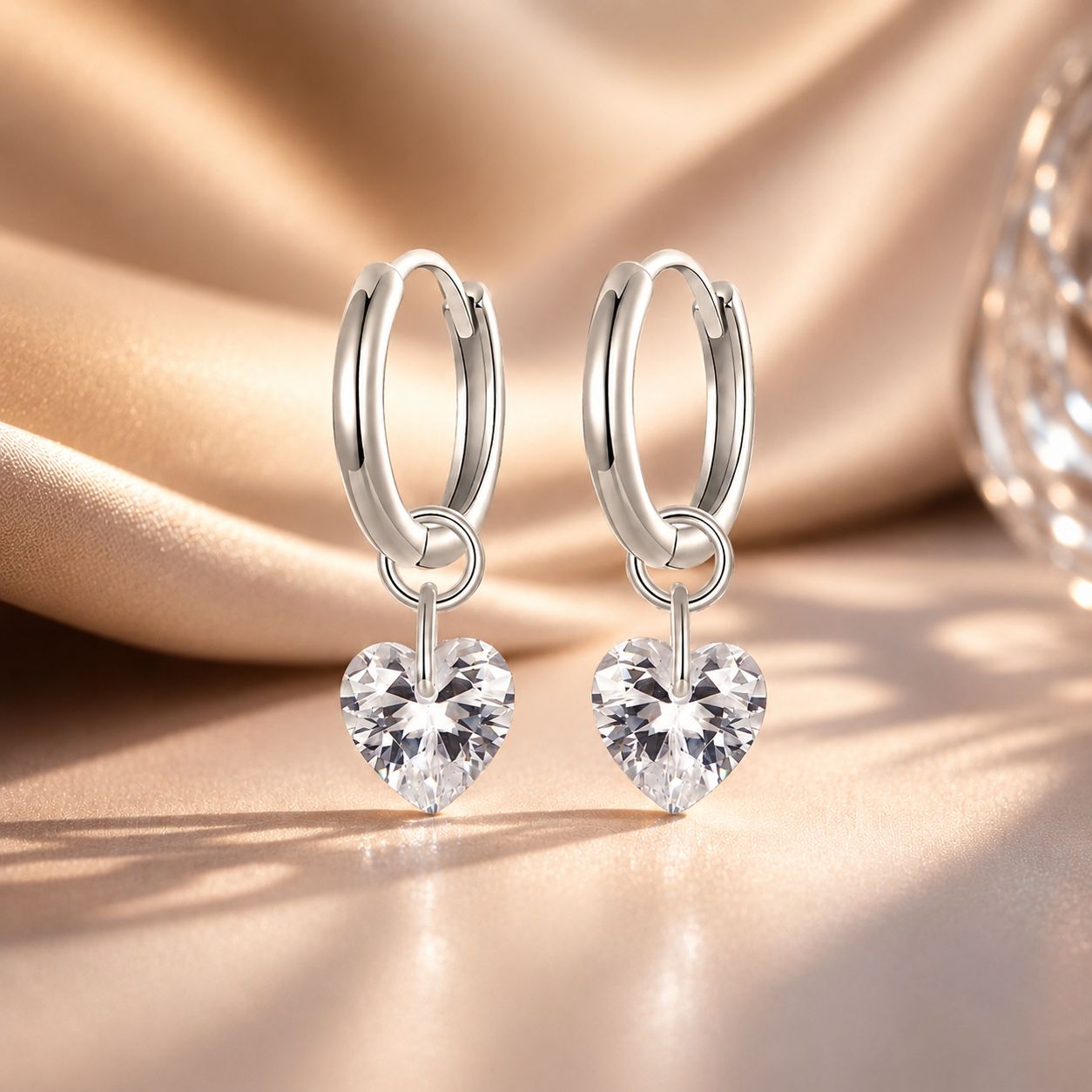 925 Sterling Silver Earrings with Pavé Setting CZ and White Gold Plating for Women