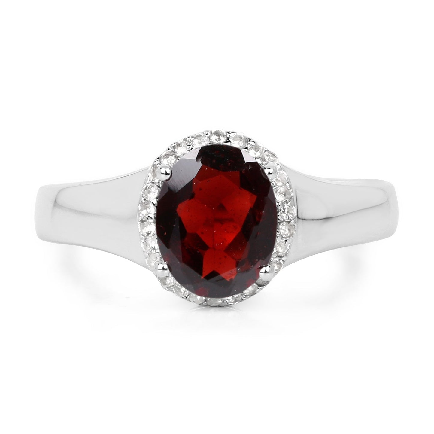 2.63 Carat Genuine  Garnet and White Topaz .925 Sterling Silver Ring
