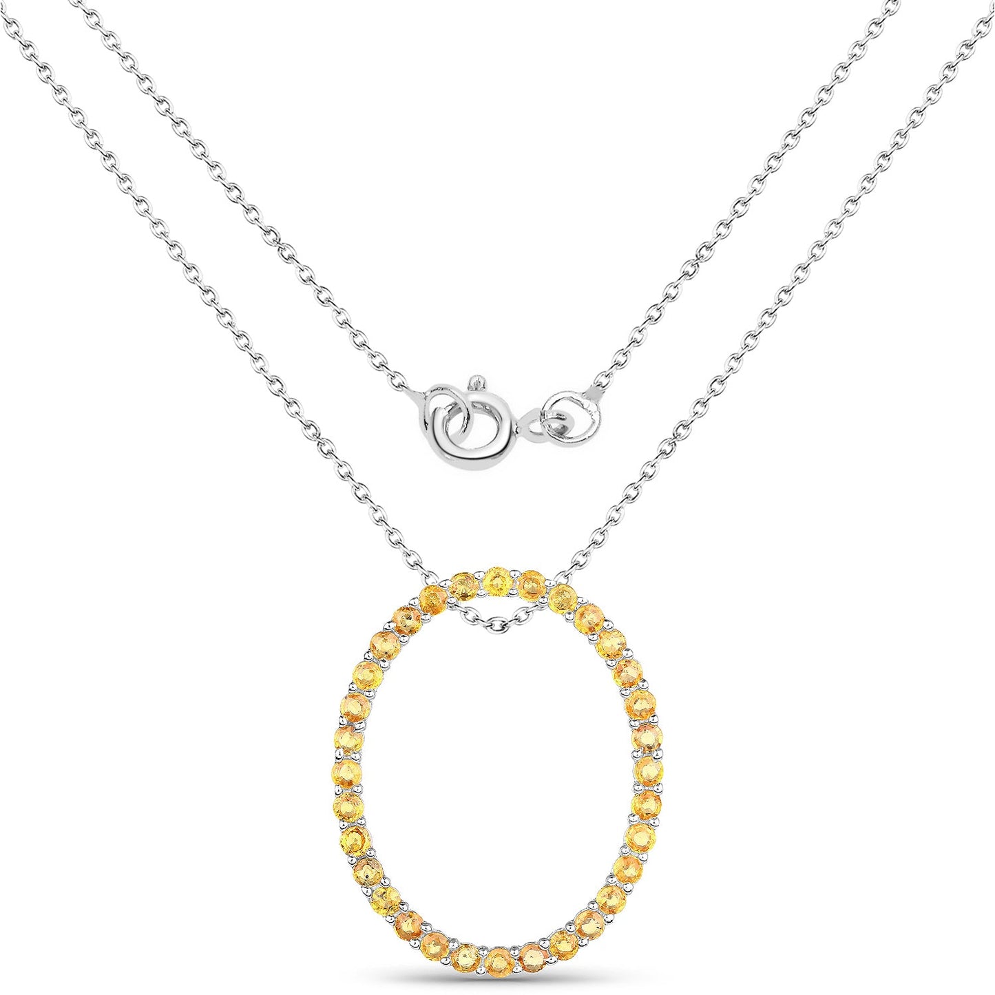 3.84 Carat Genuine Yellow Sapphire .925 Sterling Silver Pendant