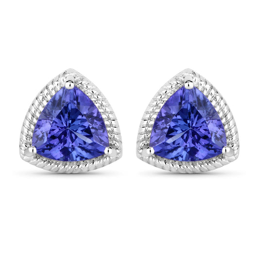4.24 Carat Genuine Tanzanite 14K White Gold Earrings