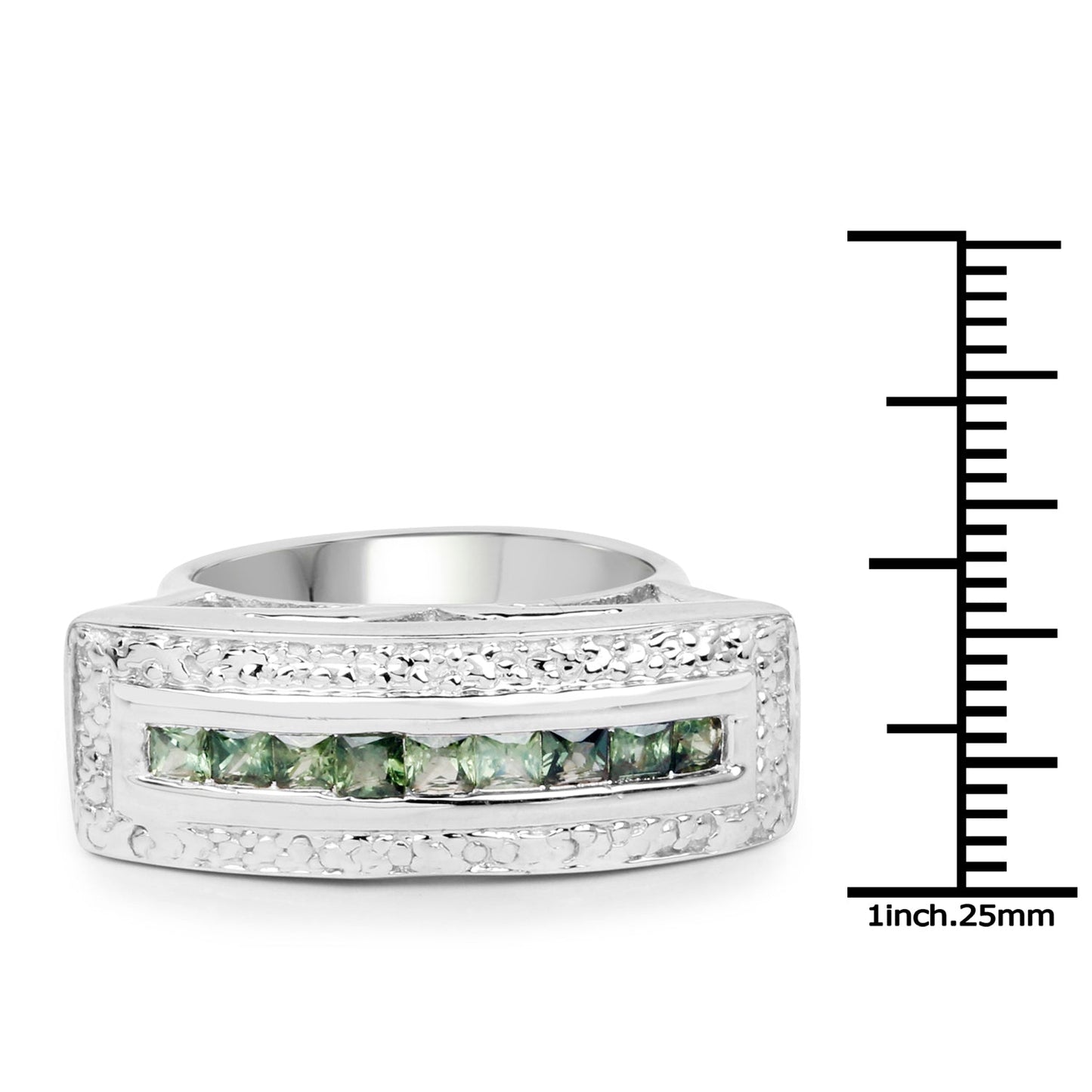 1.08 Carat Genuine Green Sapphire .925 Sterling Silver Ring