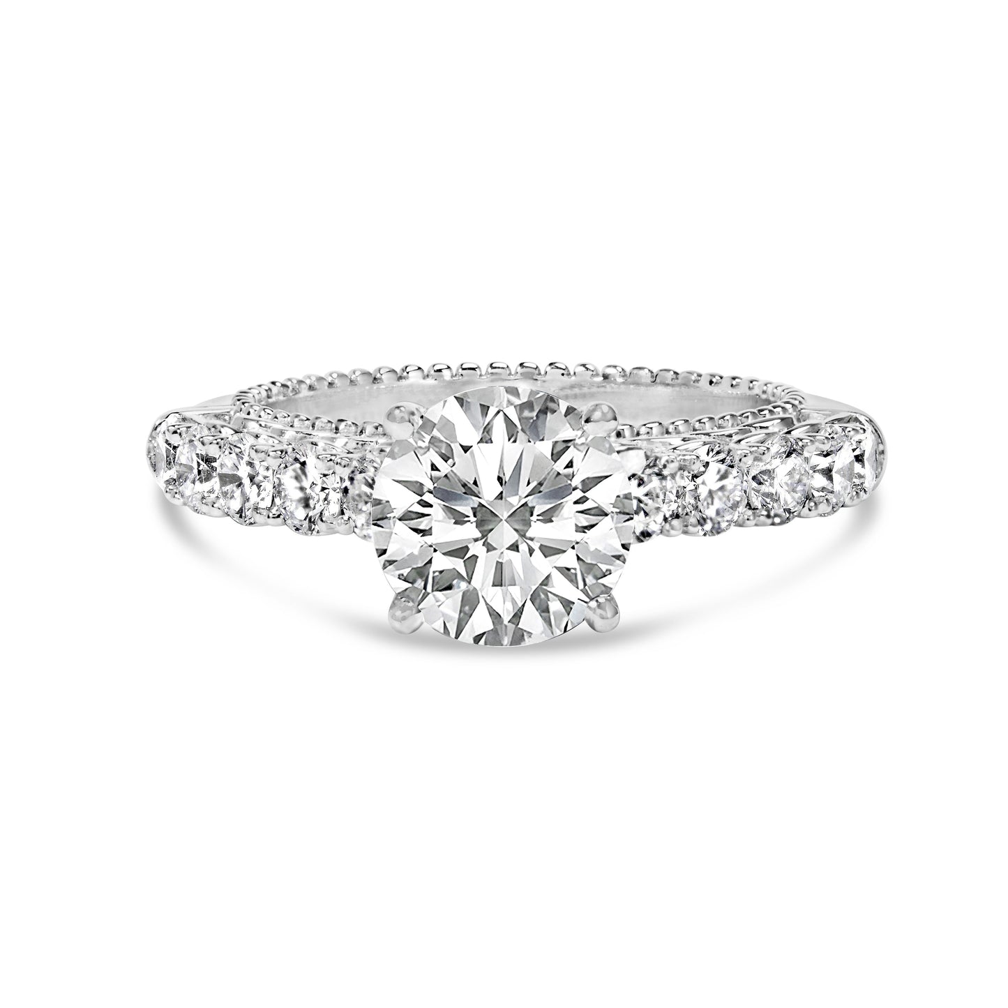 14K White Gold 3 1/5 Cttw Lab Grown Diamond Vintage Style Engagement Ring - Size 7