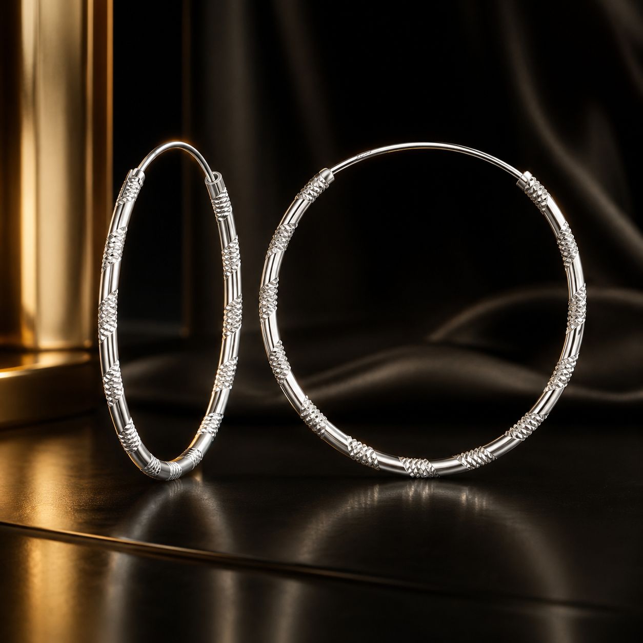 925 Sterling Silver Plated White Gold Earrings 3.0cm for Women