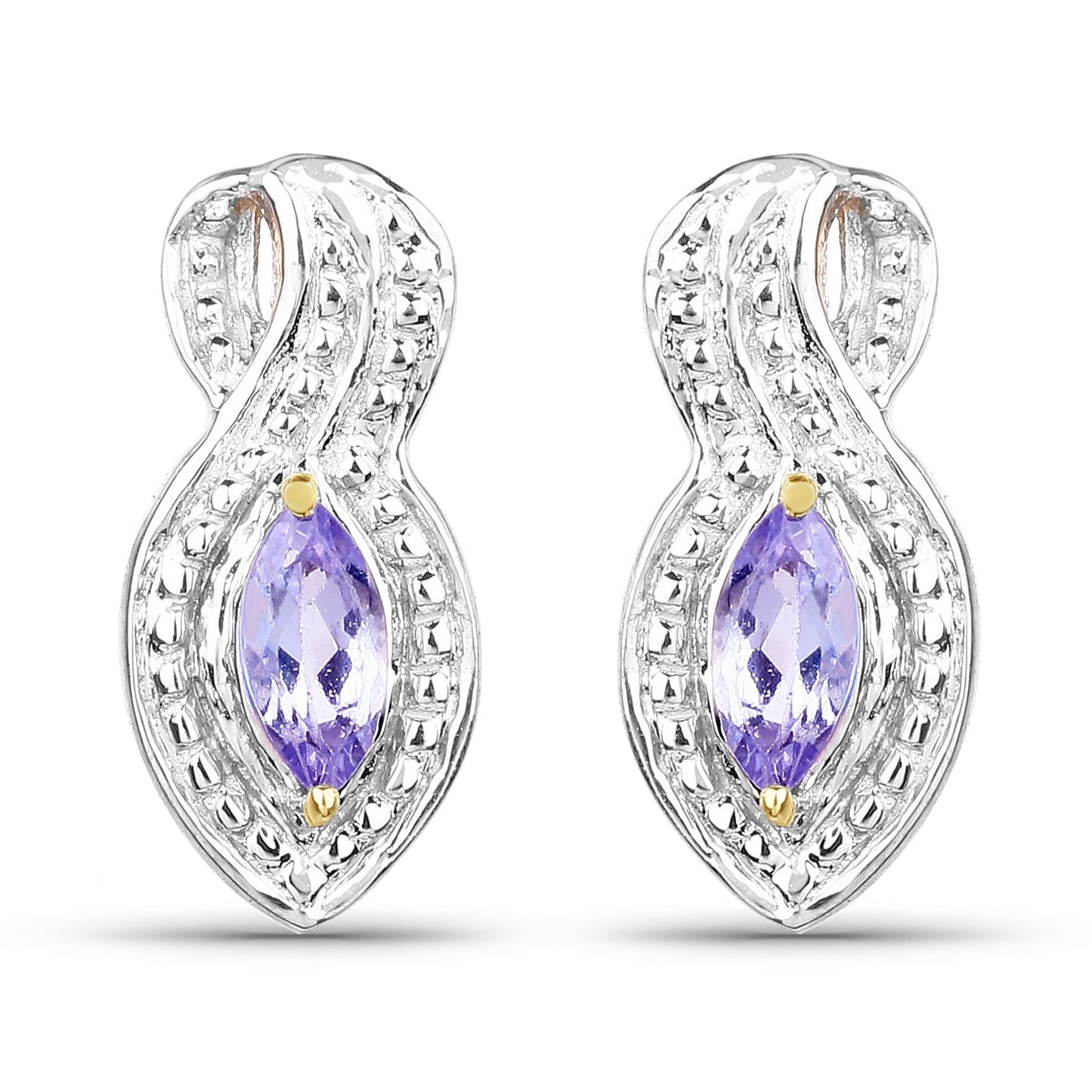 14K Yellow Gold Plated 0.28 Carat Genuine Tanzanite .925 Sterling Silver Earrings