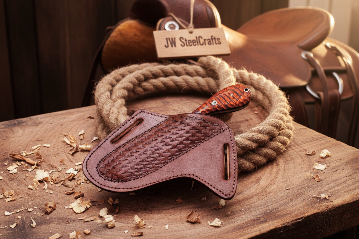 Crimson Grain Bull Cutter Knife 7" Handmade High Carbon Steel with wood handle