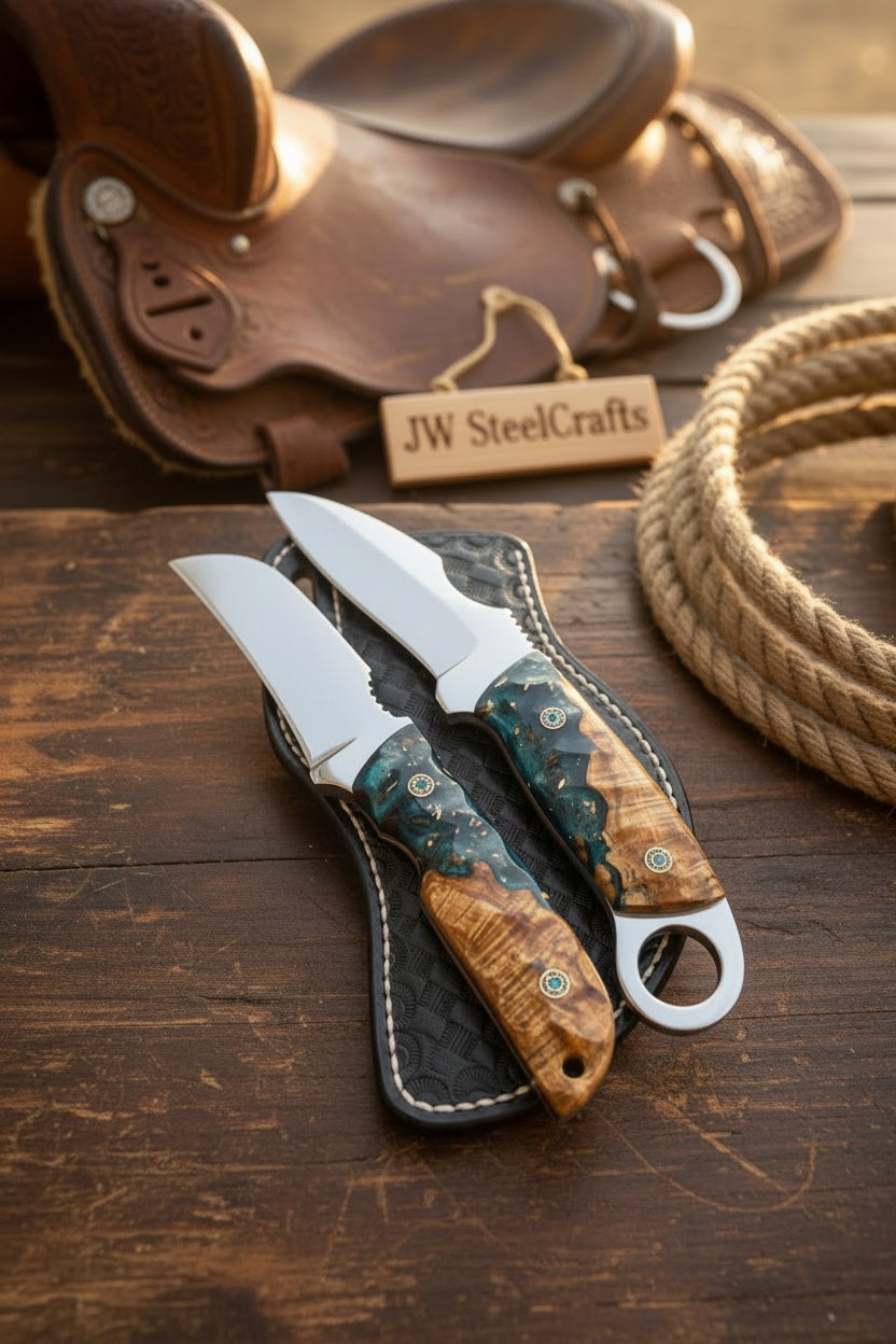 Timberline River Skinner Duo Handmade wood handle Set of 2