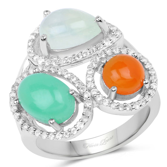 4.82 Carat Genuine Multi Stone .925 Sterling Silver Ring