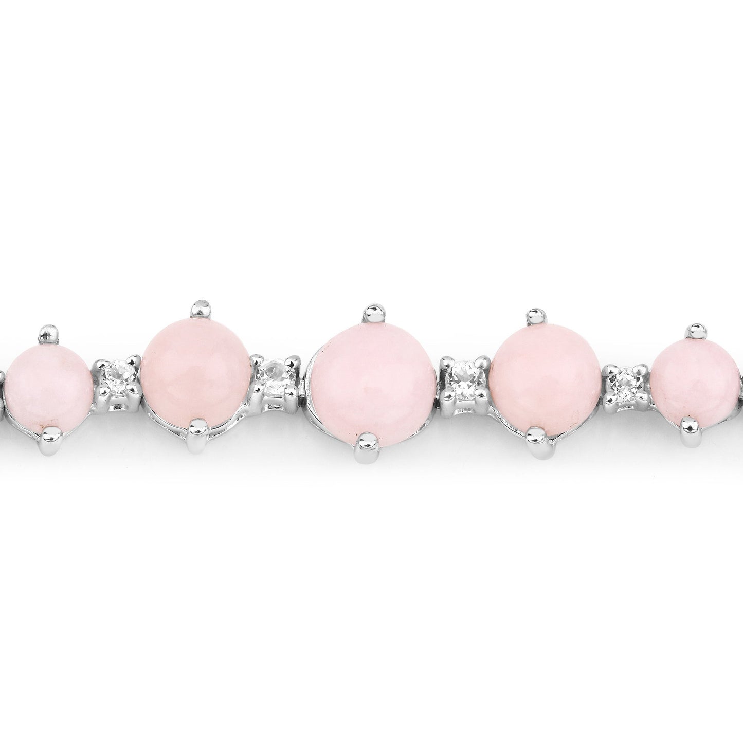 5.50 Carat Genuine Pink Opal and White Topaz .925 Sterling Silver Bracelet