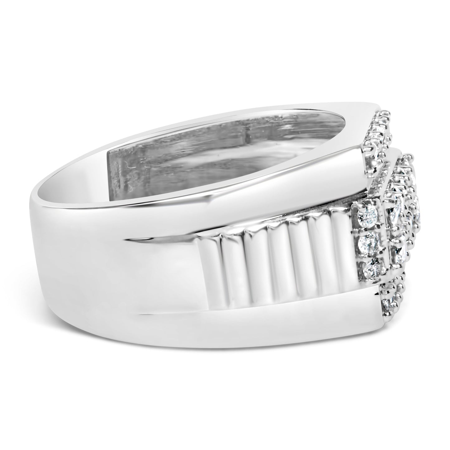 Men's .925 Sterling Silver 1.00 Cttw Diamond Multi Row Band Ring -Size 10