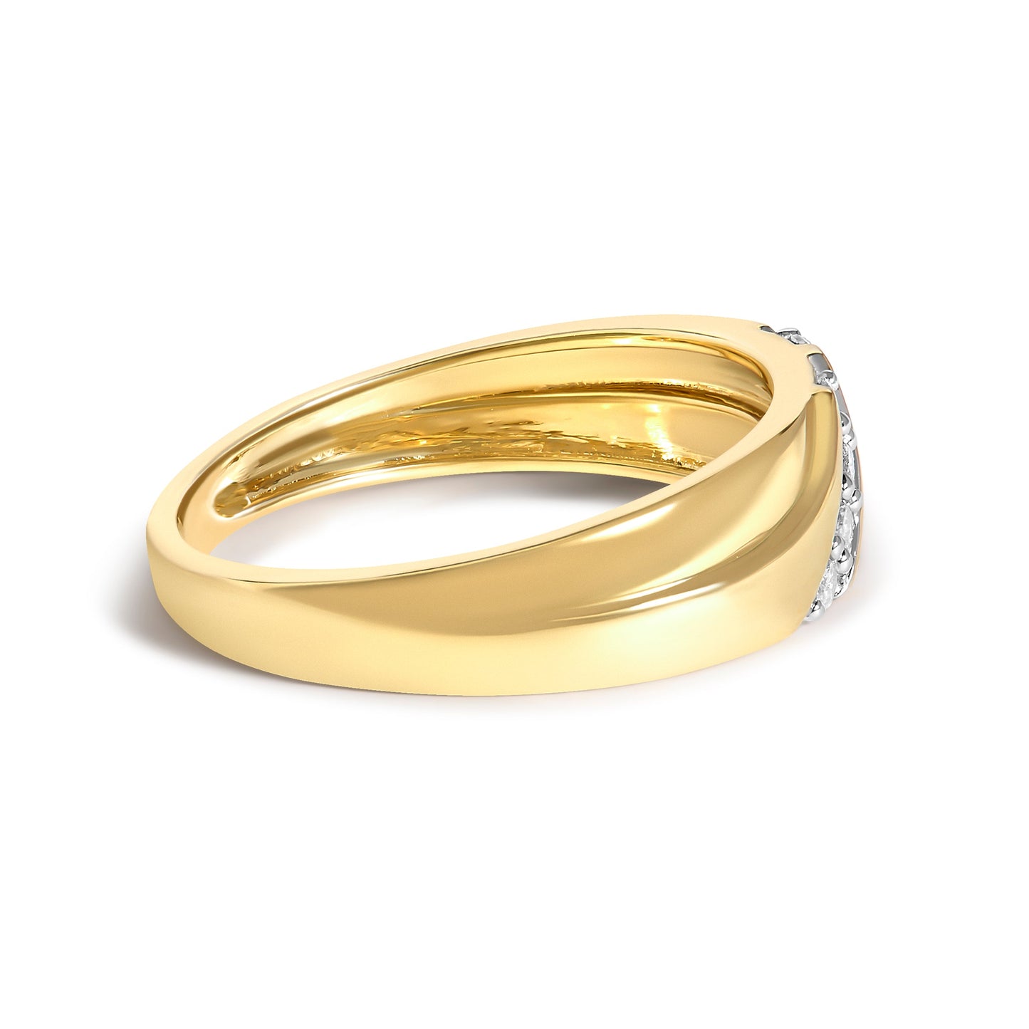 Men's 14K Yellow Gold Plated Sterling Silver 1/4 Cttw Diamond Two Row Channel Band Ring