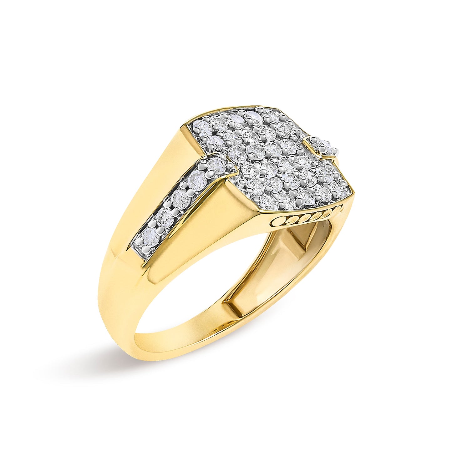 Men's 14K Yellow Gold Plated Sterling Silver 1.0 Cttw Diamond Geometric Band Ring
