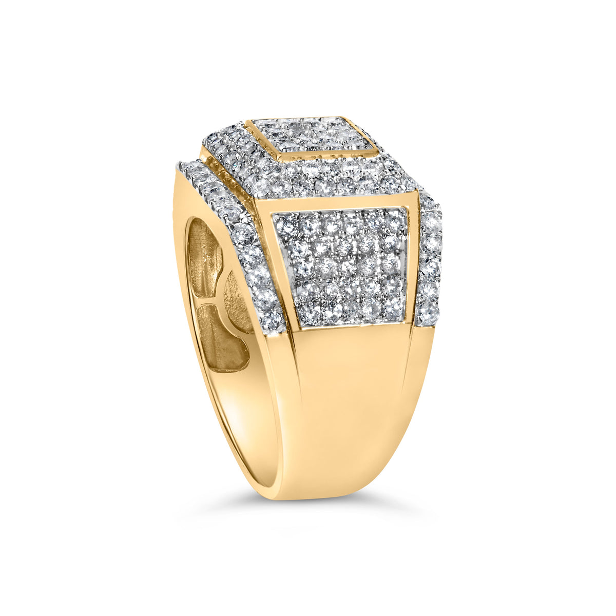 10K Yellow Gold 2-1/2 Cttw Diamond Pave Geometric Cocktail Ring