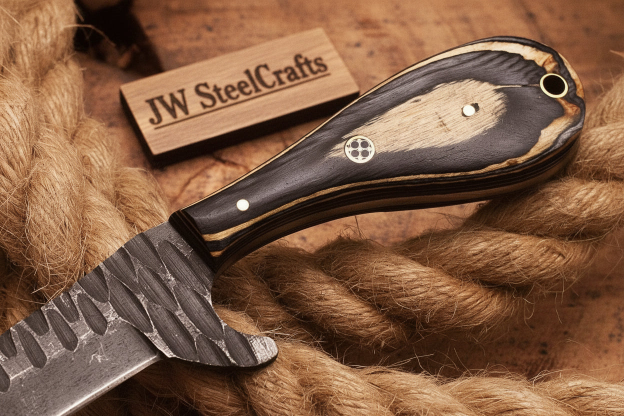 Ranchero Bull Cutter Knife 7" Handmade Damascus Tanto Point