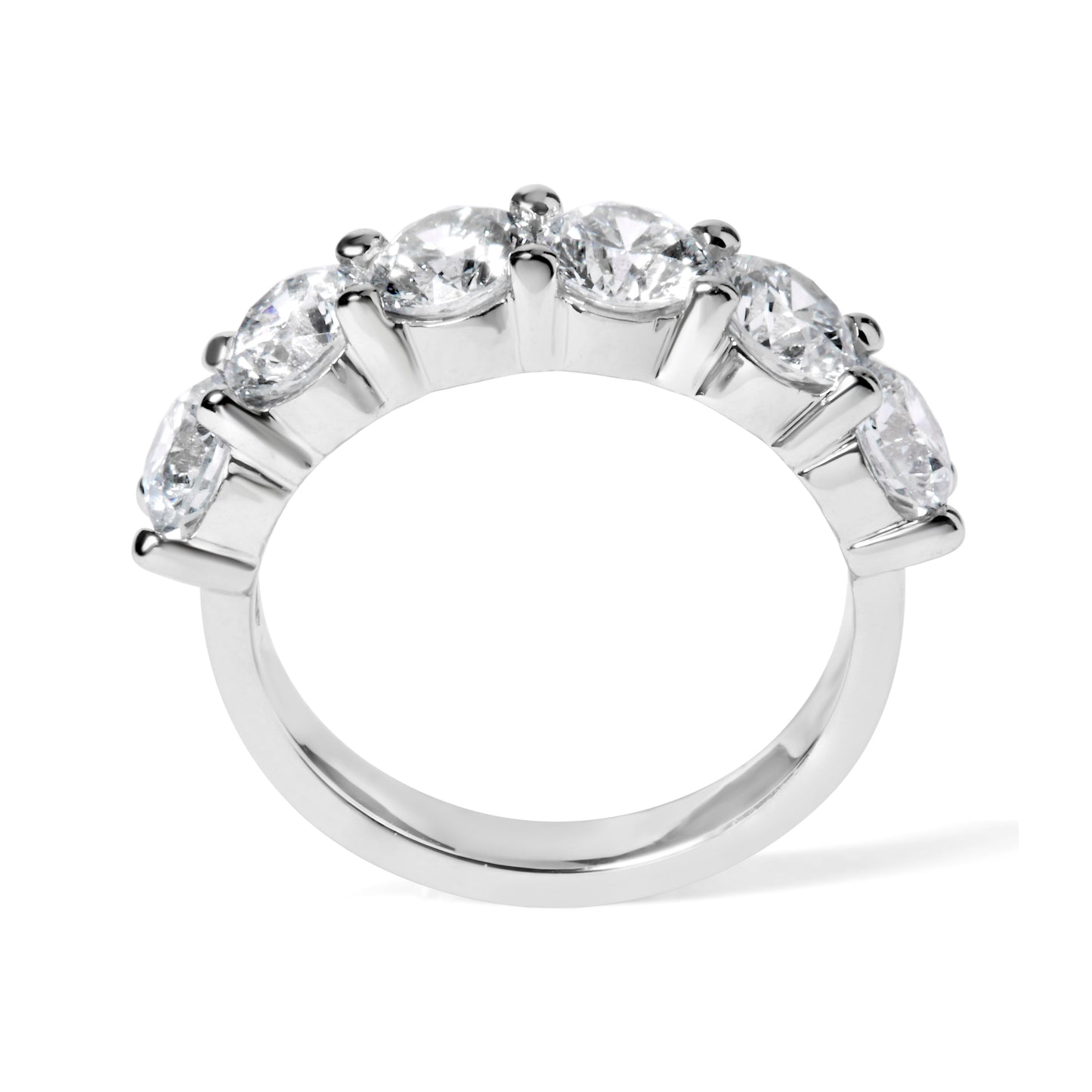 14K White Gold 3.0 Cttw Lab-Grown Diamond Shared Prong Set 6 Stone Band Ring (G-H Color, VS2-SI1 Clarity) - Ring Size 7