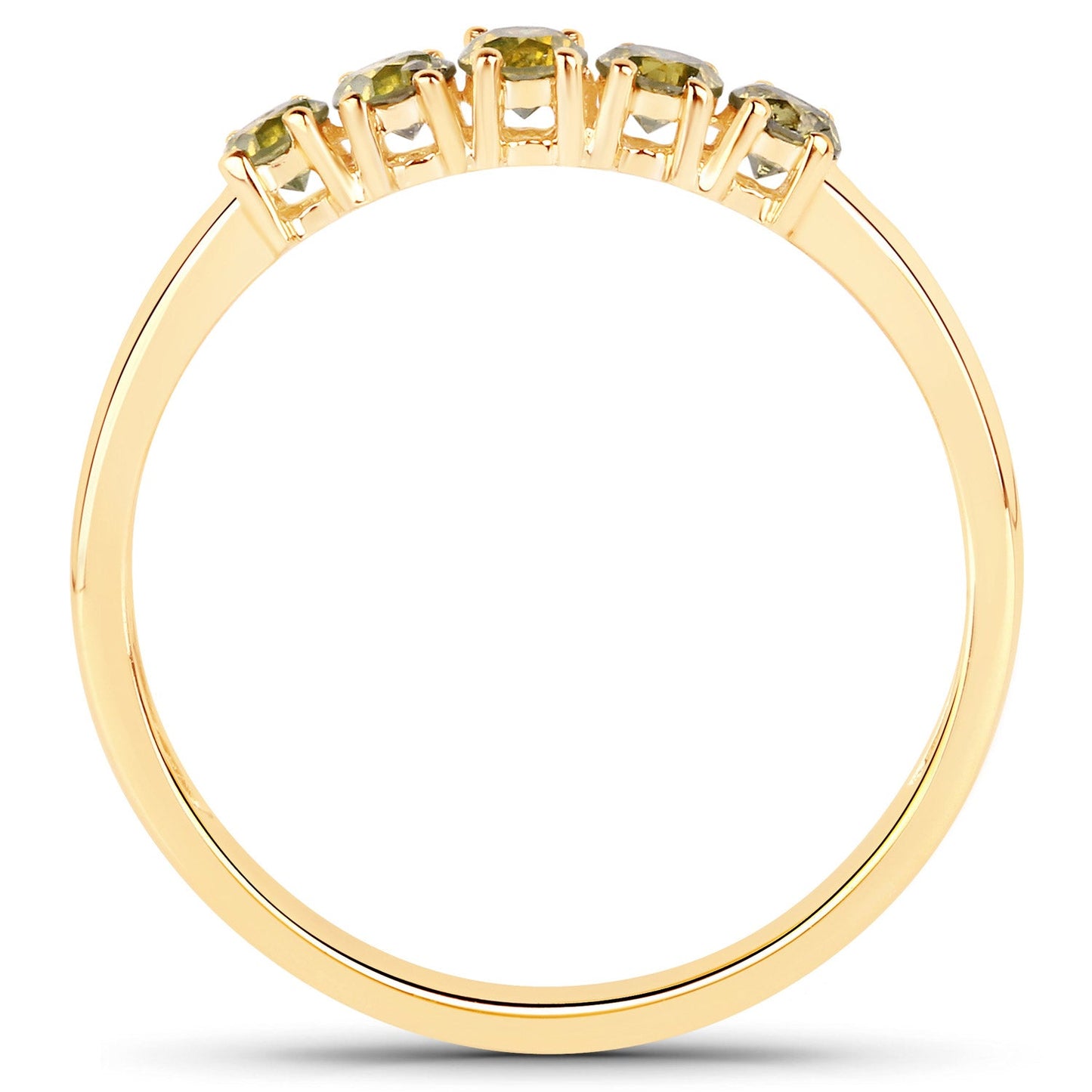 0.46 Carat Genuine Yellow Diamond 14K Yellow Gold Ring (I1-I2)