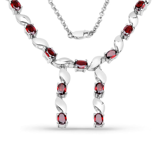 7.65 Carat Genuine Garnet .925 Sterling Silver Necklace