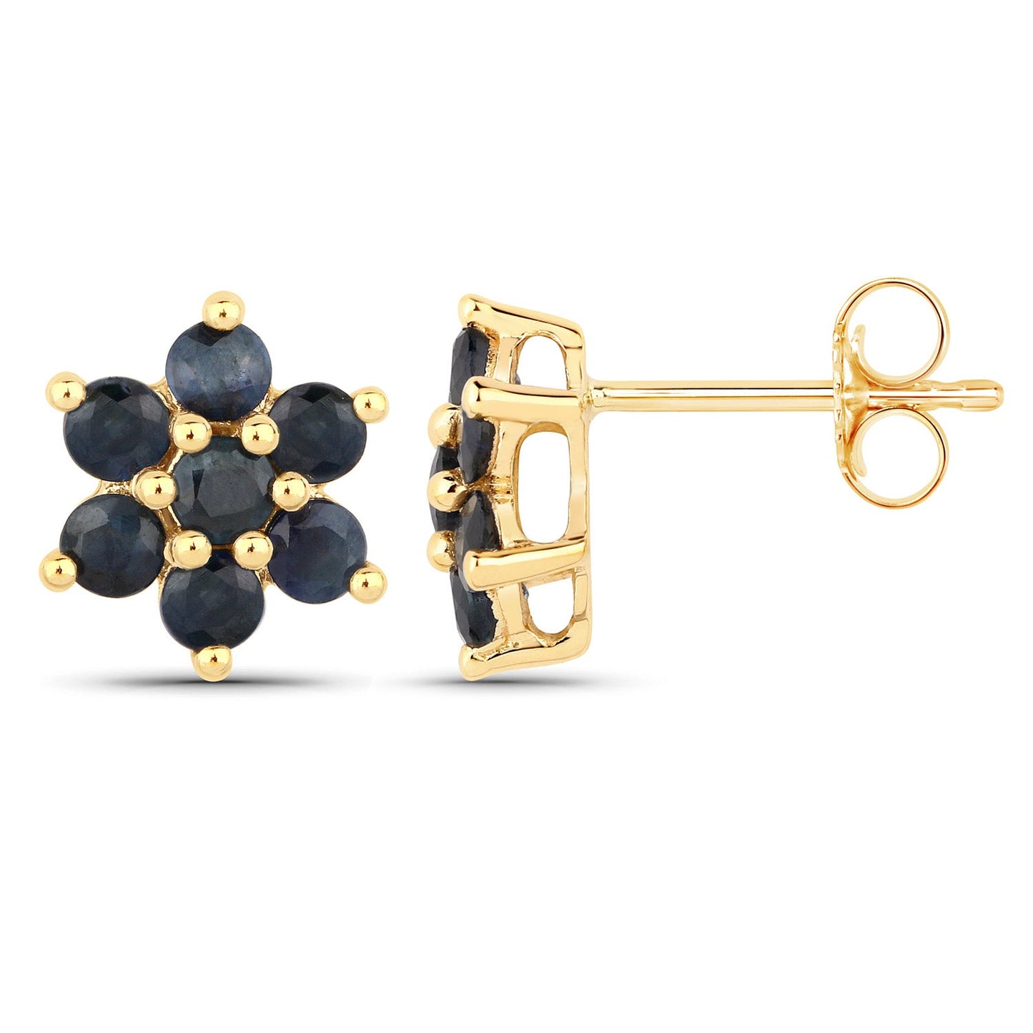 0.84 Carat Genuine Blue Sapphire 10K Yellow Gold Earrings