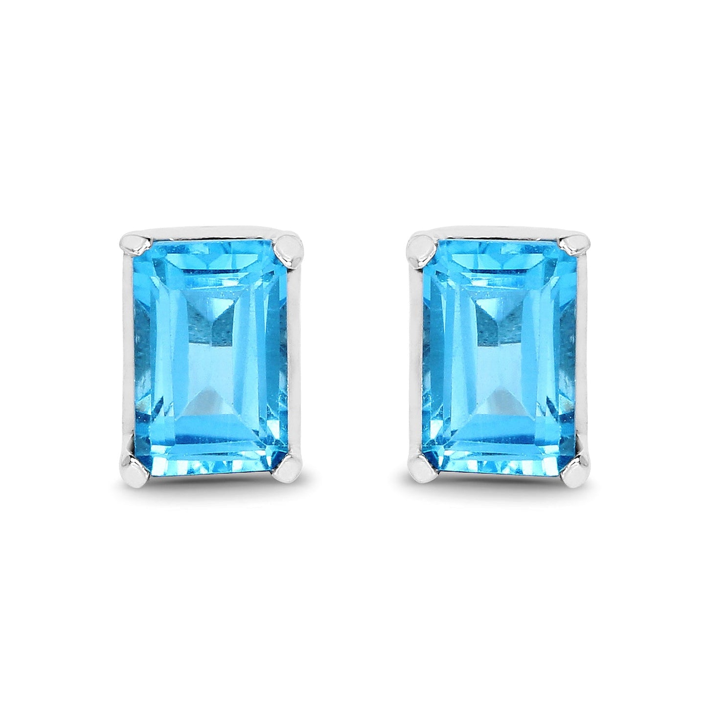 1.40 Carat Genuine Swiss Blue Topaz .925 Sterling Silver Earrings