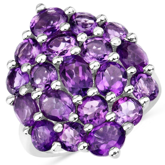 5.44 Carat Genuine Amethyst .925 Sterling Silver Ring