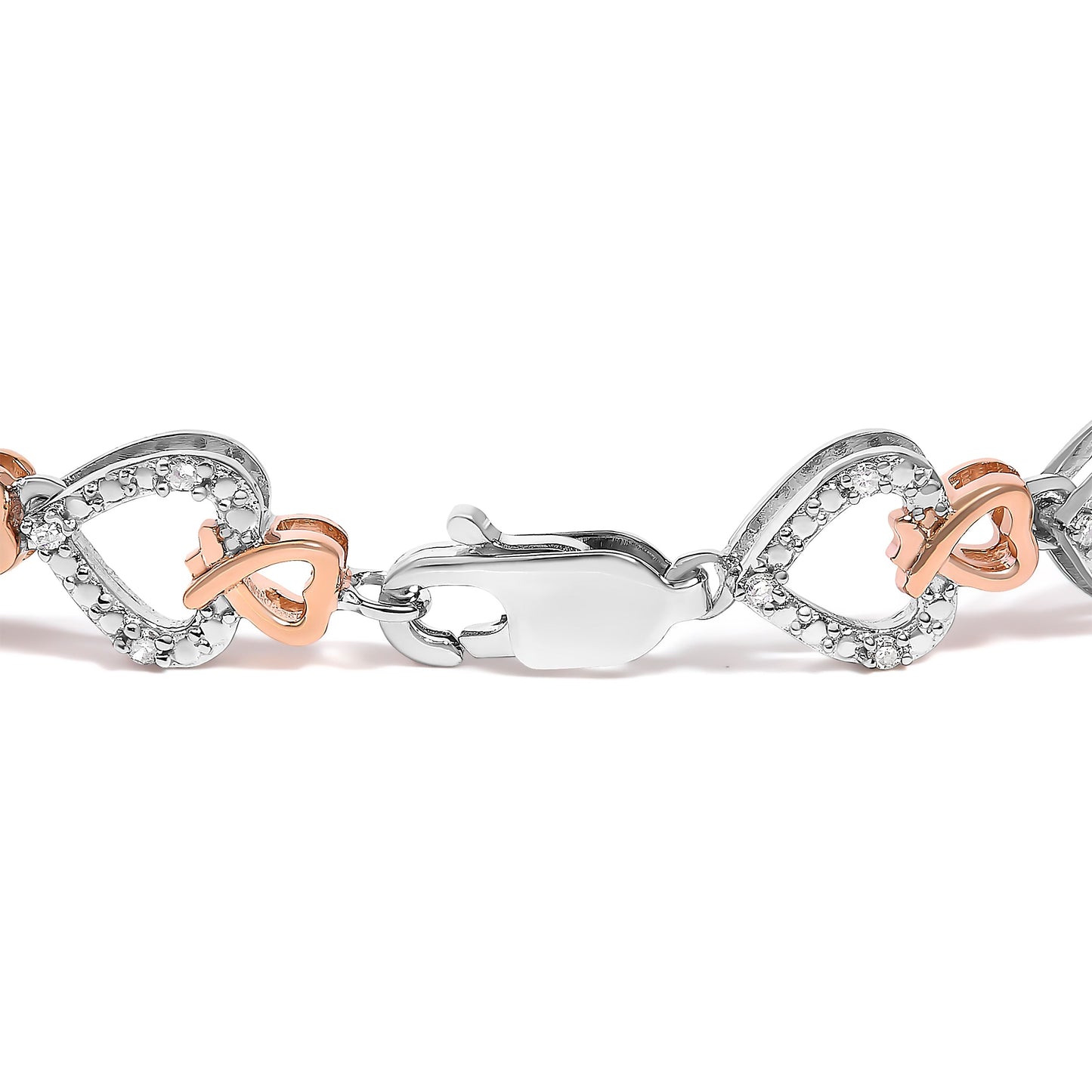 10K Rose and White Gold 1/4 Cttw Diamond Infinity Loop and Swirl Link Bracelet