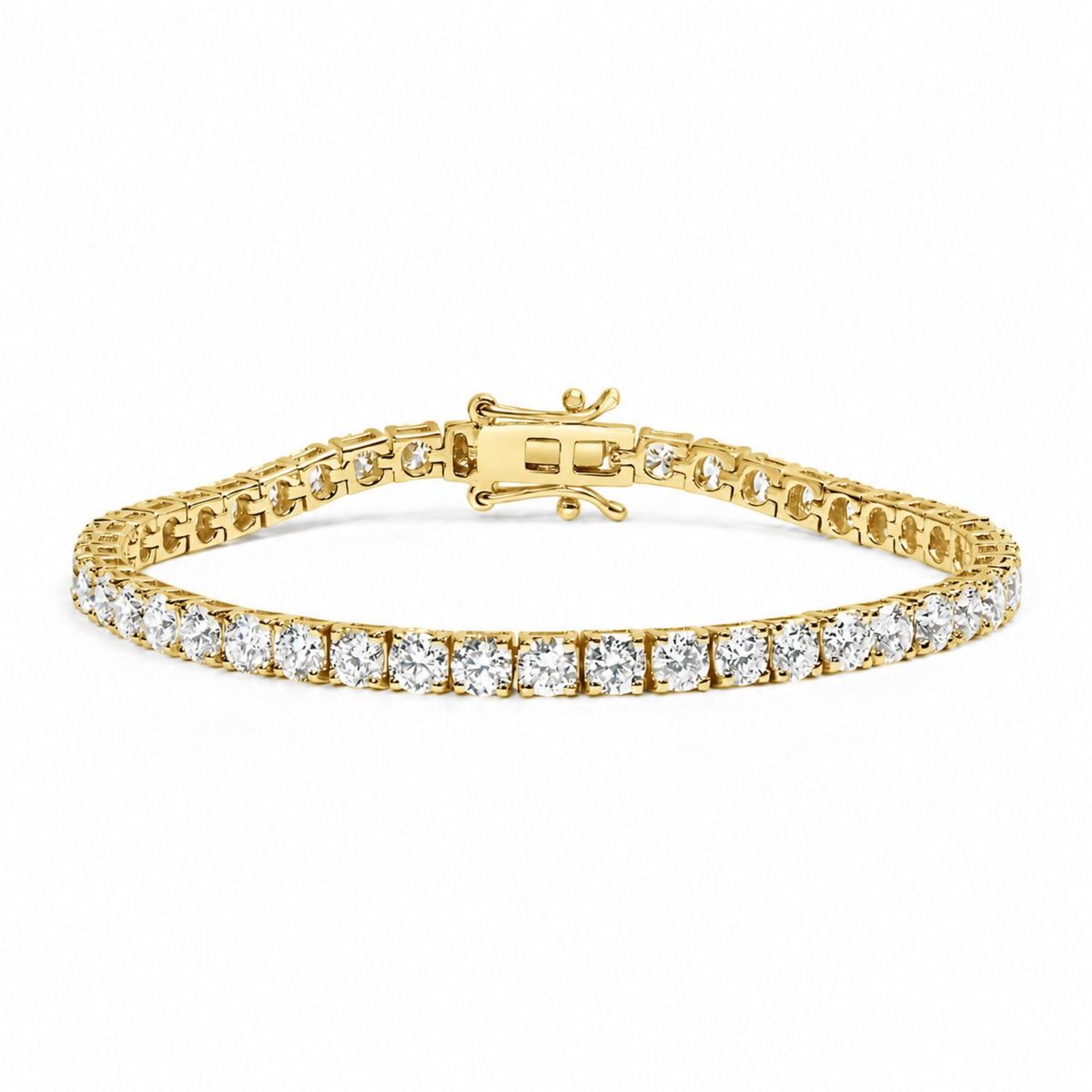 14K White Gold 2.00 Cttw Lab-Grown Round Diamond Four-Prong Tennis Bracelet
