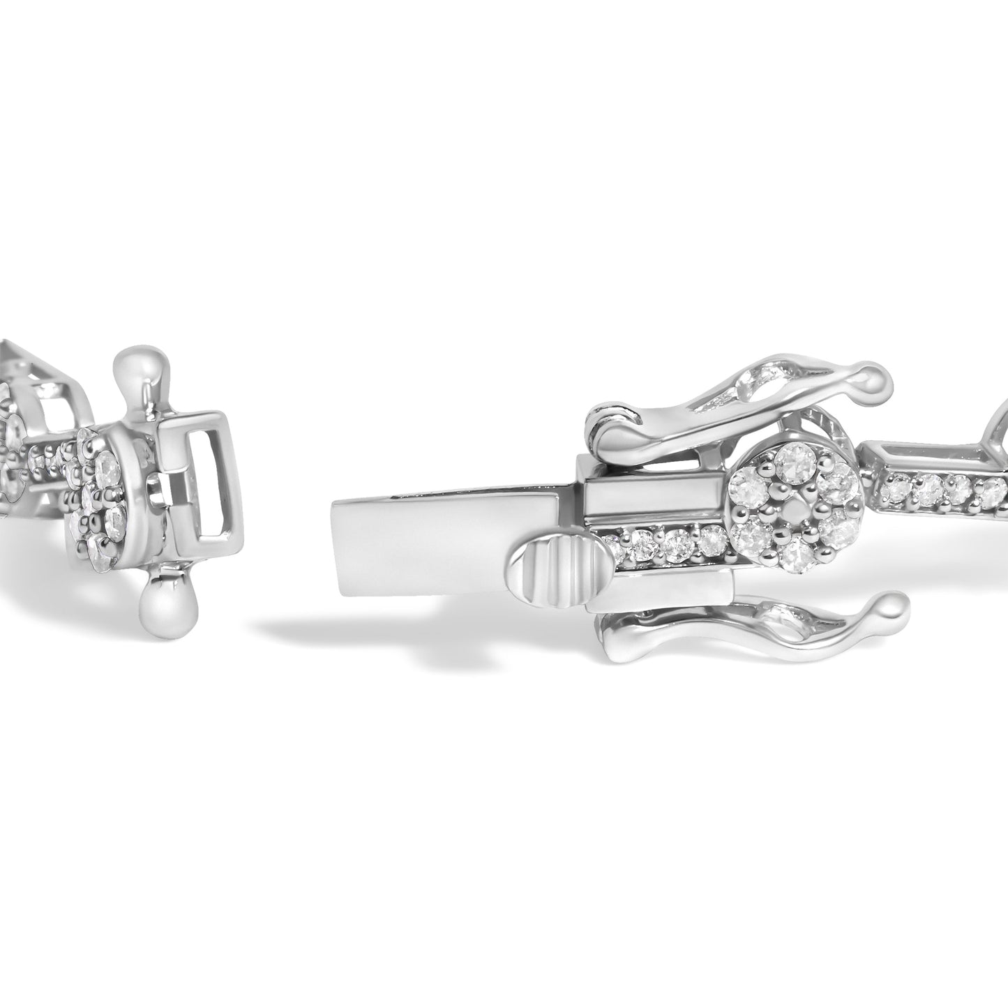 .925 Sterling Silver 2.0 Cttw Diamond Custer Link Bracelet