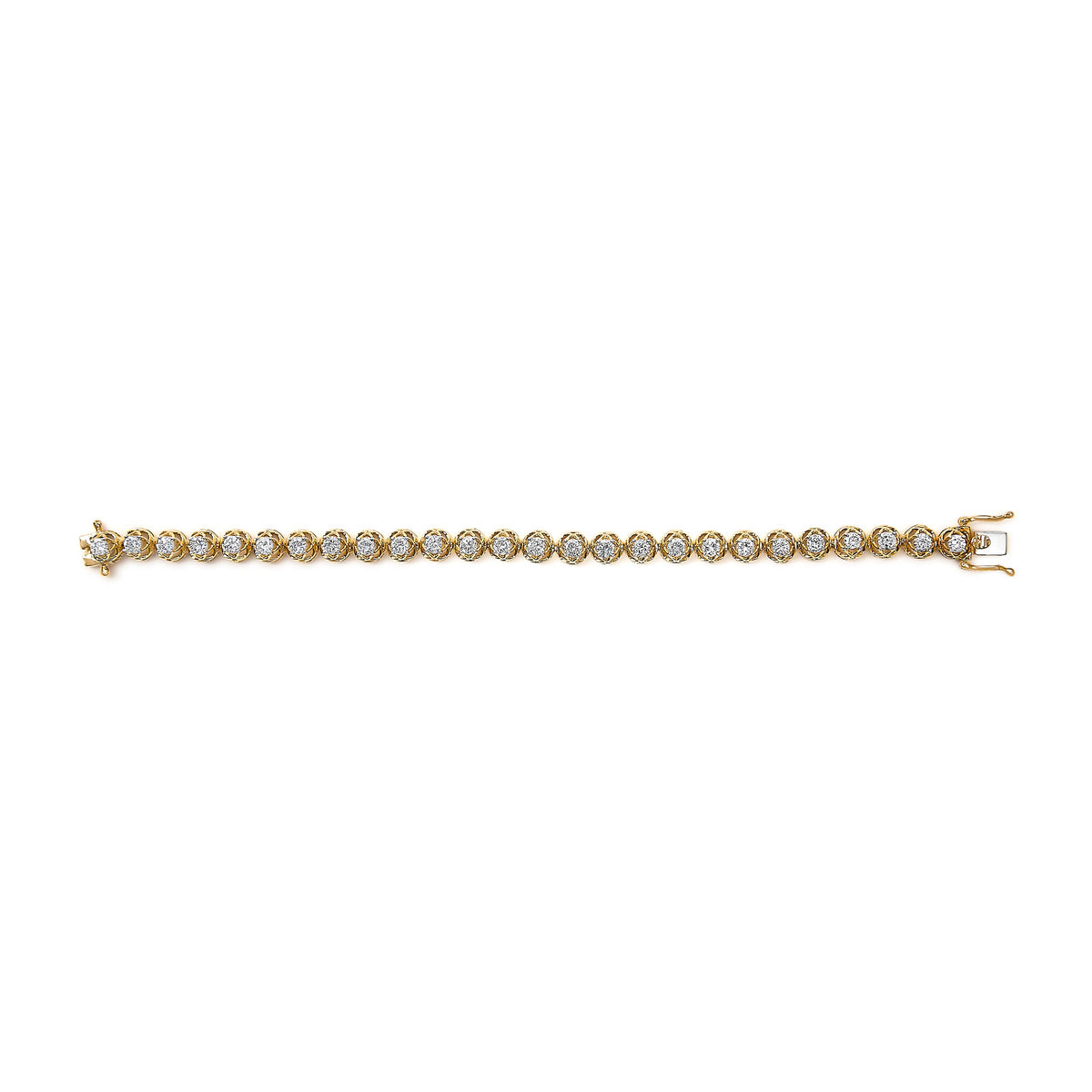 14K Yellow Gold Plated .925 Sterling Silver 3 9/10 Cttw Diamond Buttercup Style Tennis Bracelet