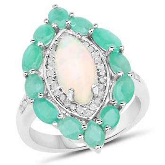 3.61 Carat Genuine Multi Stones .925 Sterling Silver Ring