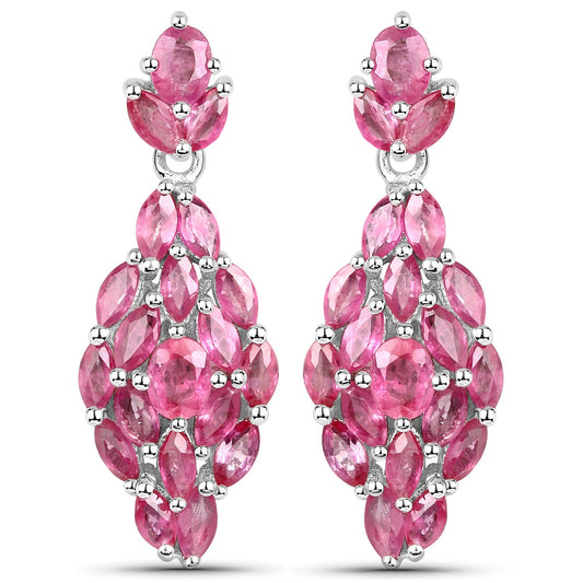 4.12 Carat Genuine Ruby .925 Sterling Silver Earrings