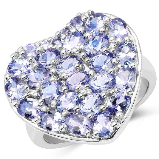 3.96 Carat Genuine Tanzanite .925 Sterling Silver Ring