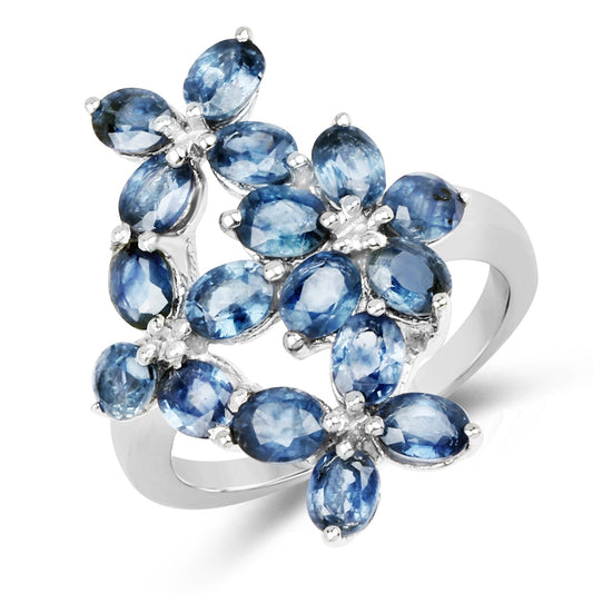 3.40 Carat Genuine Blue Sapphire .925 Sterling Silver Ring