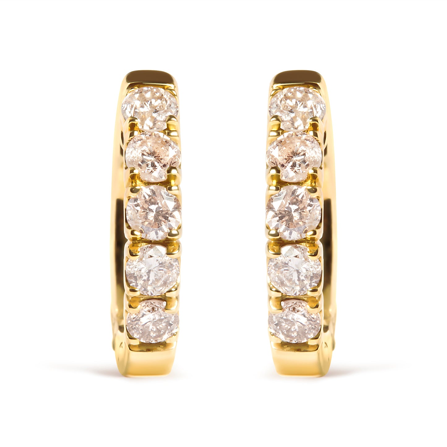 10K Yellow Gold 1/2 Cttw Round-Cut Diamond Hoop Earrings
