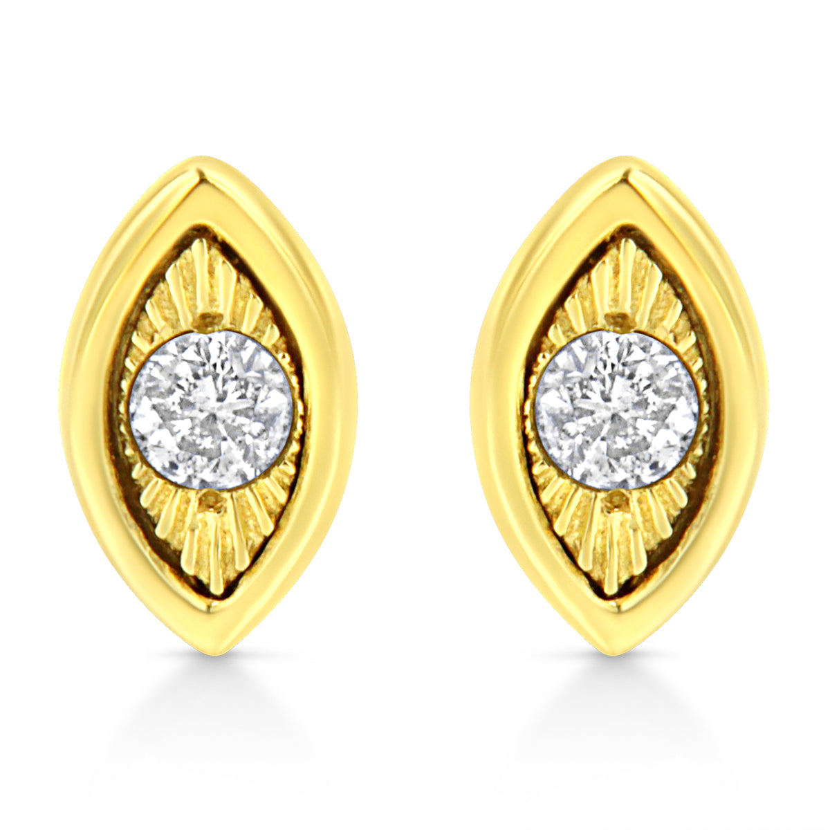 10K Yellow Gold Plated .925 Sterling Silver 1/10 Cttw Miracle-Set Diamond Circle Shape Stud Earrings (K-L Color, I2-I3 Clarity)