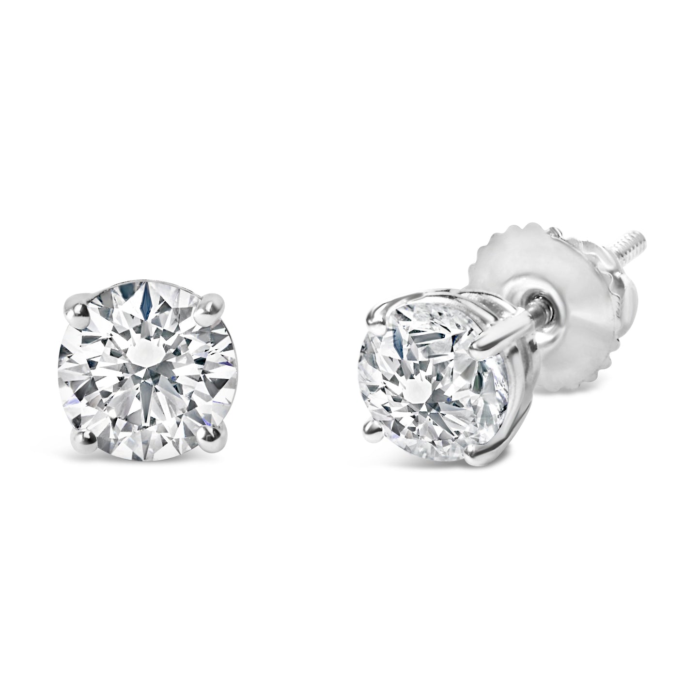 14K White Gold 1.00 Cttw Lab Grown Diamond Solitaire Stud Earrings
