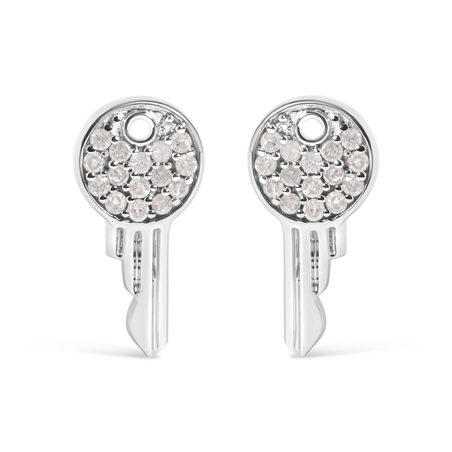 925 Sterling Silver 1/6ct TDW Diamond Charm Earrings