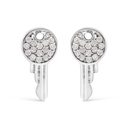 925 Sterling Silver 1/6ct TDW Diamond Charm Earrings
