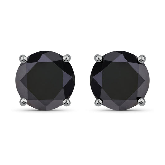 4.91 Carat Genuine Black Diamond 14K White Gold Earrings