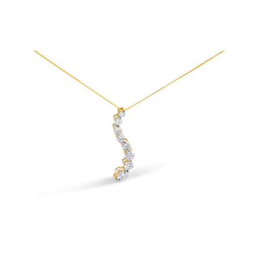 AGS Certified 14k White Gold 3.0 Cttw Baguette and Brilliant Round-Cut Diamond Journey 18" Pendant Necklace (F-G Color, I1-I2 Clarity)