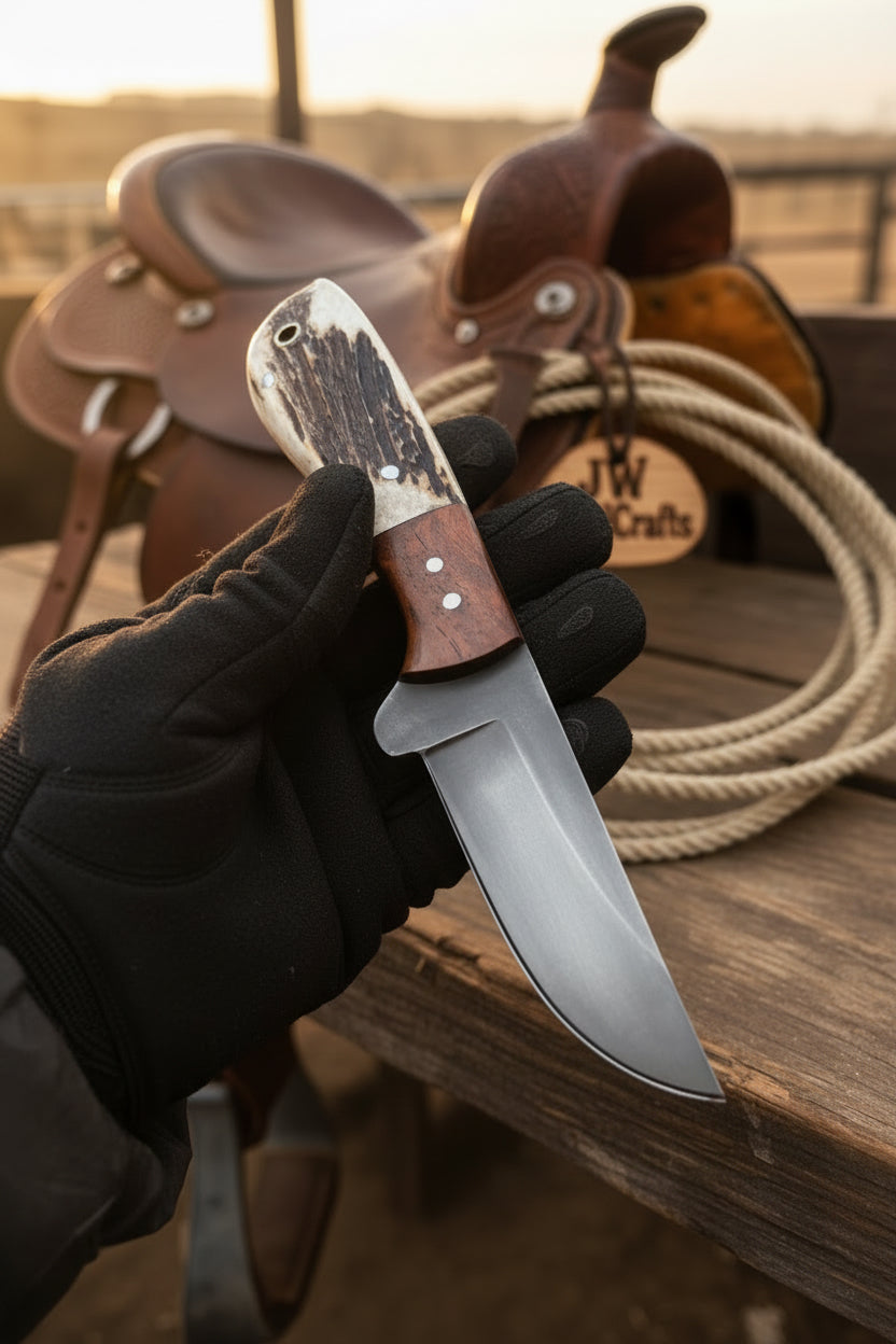 Anvilwood Hunter's Blade 9" Handmade High Carbon Stag Horn Handle
