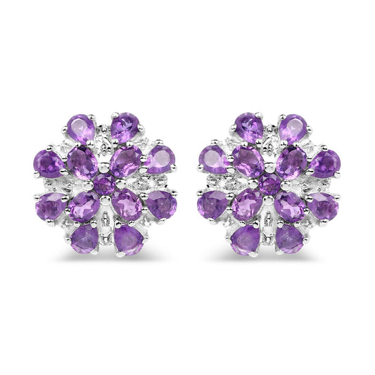 3.80 Carat Genuine Amethyst .925 Sterling Silver Earrings