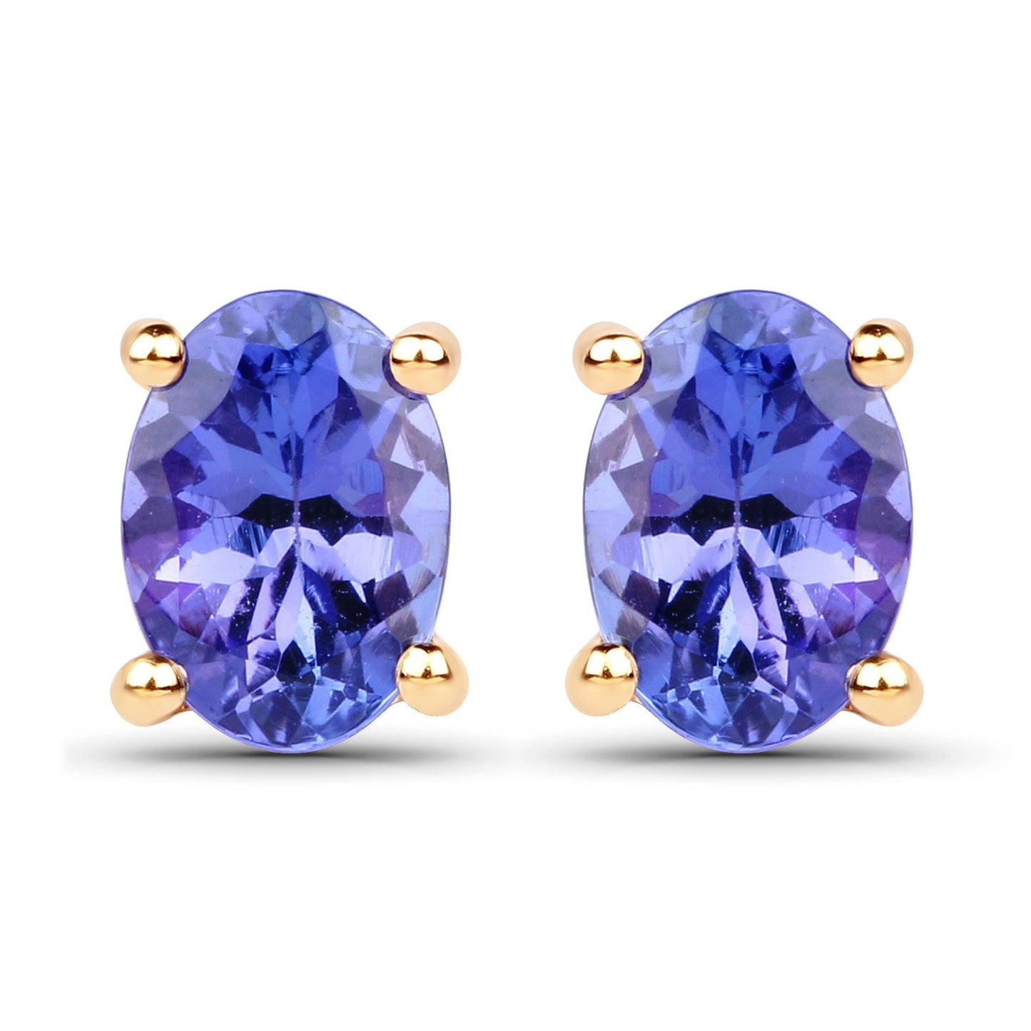 1.24 Carat Genuine Tanzanite 14K Yellow Gold Earrings