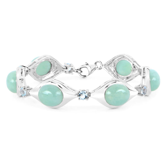 39.72 Carat Genuine Aquamarine .925 Sterling Silver Bracelet