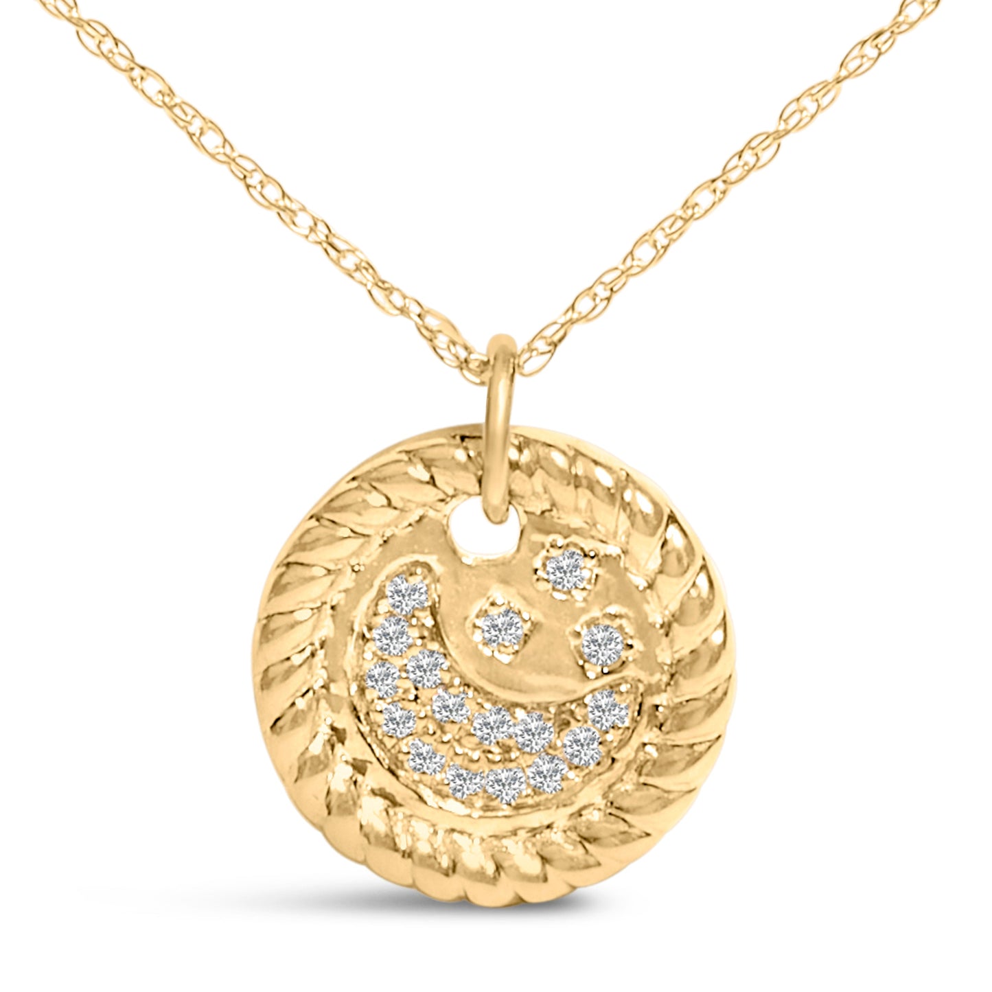 10K Yellow Gold Diamond Accent Crescent Moon Pendant Necklace