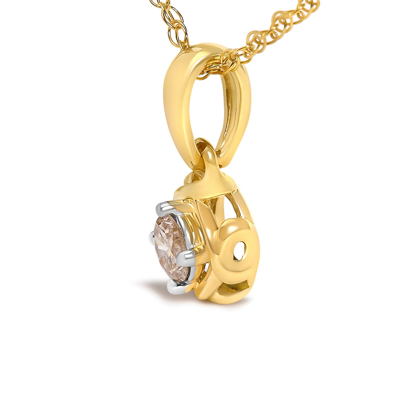 14K Yellow Gold Plated Sterling Silver 1/5 Cttw Diamond Swirl Pendant Necklace