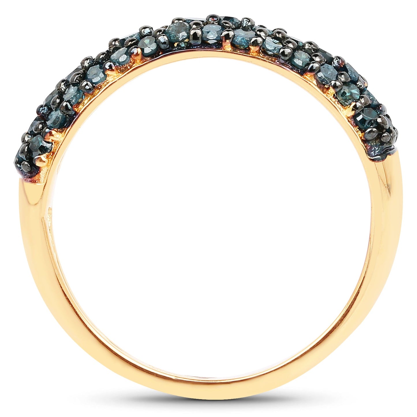 14K Yellow Gold Plated 0.65 Carat Genuine Blue Diamond .925 Sterling Silver Ring