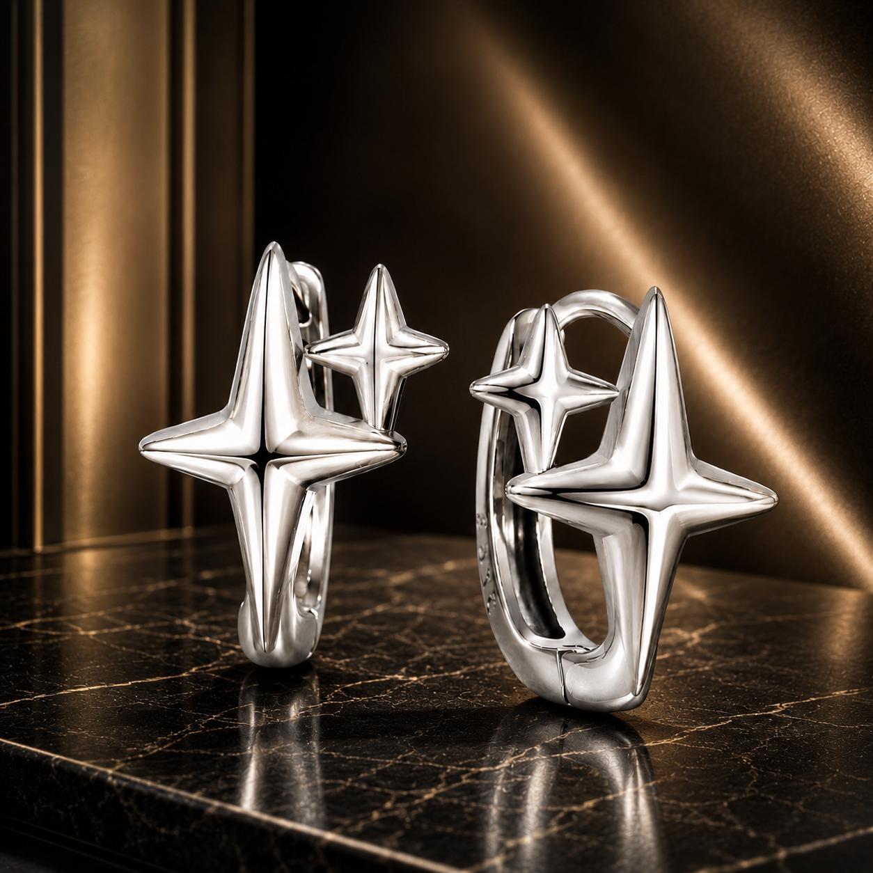 925 Sterling Silver Earrings with White Gold Plating, Size 1.2*0.9cm for Women