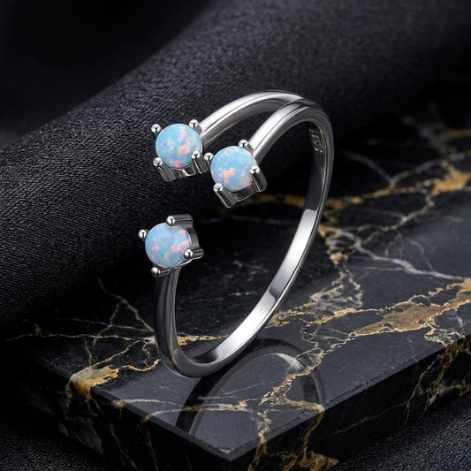 925 Sterling Silver Translucent Opal Ring for Women