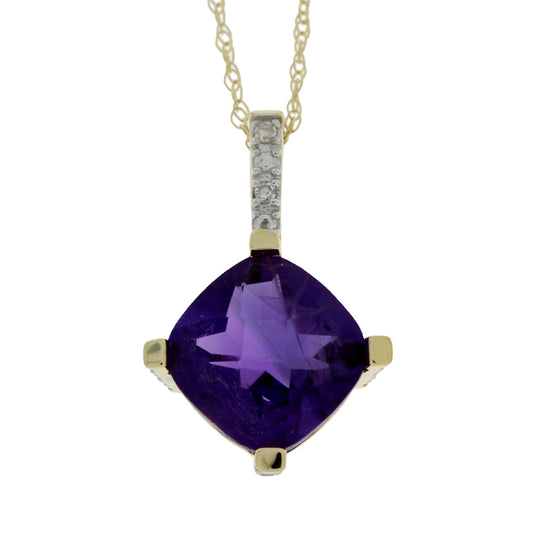 Amethyst Diamond Fashion Pendants 10KT Yellow Gold