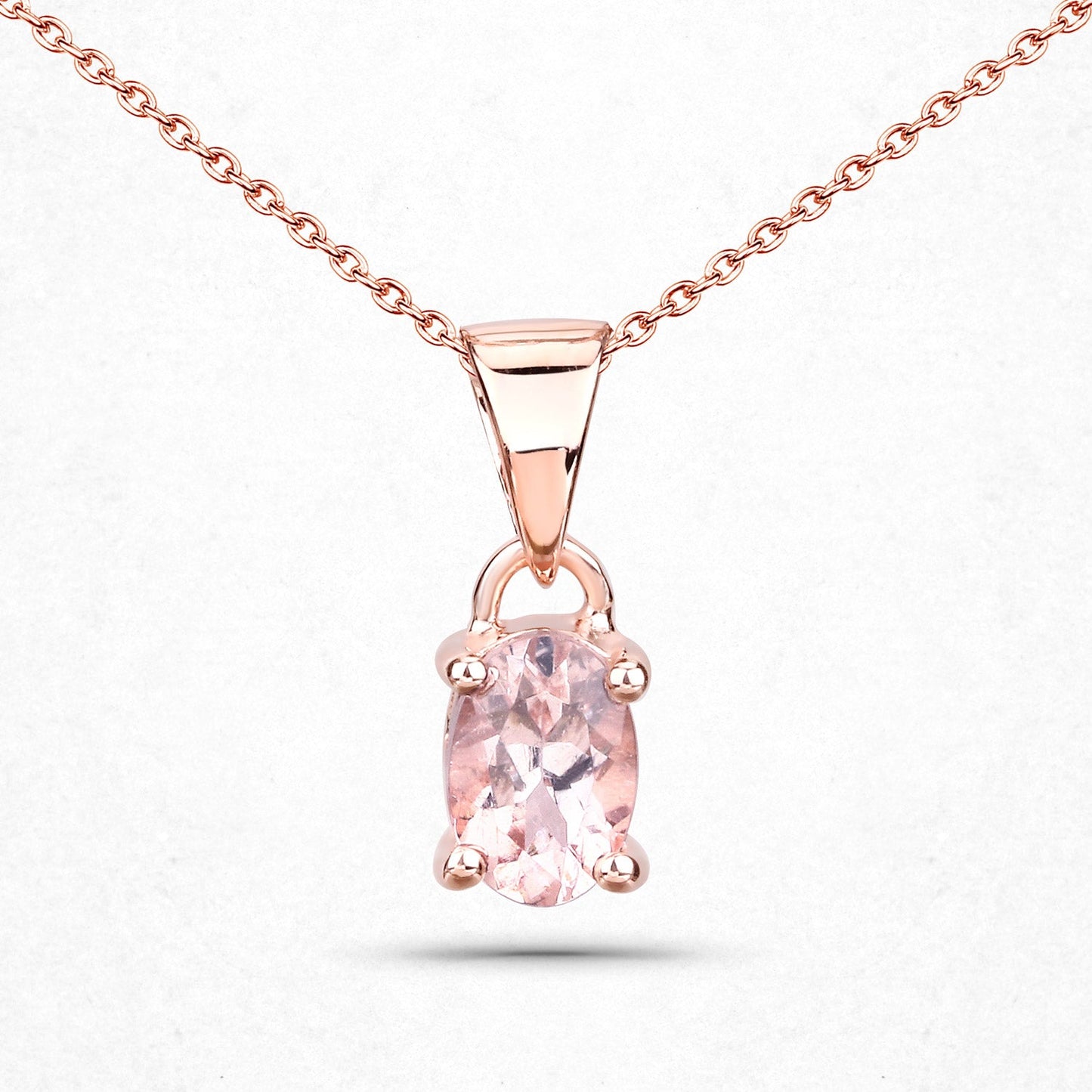 18K Rose Gold Plated 0.70 Carat Genuine Morganite .925 Sterling Silver Pendant